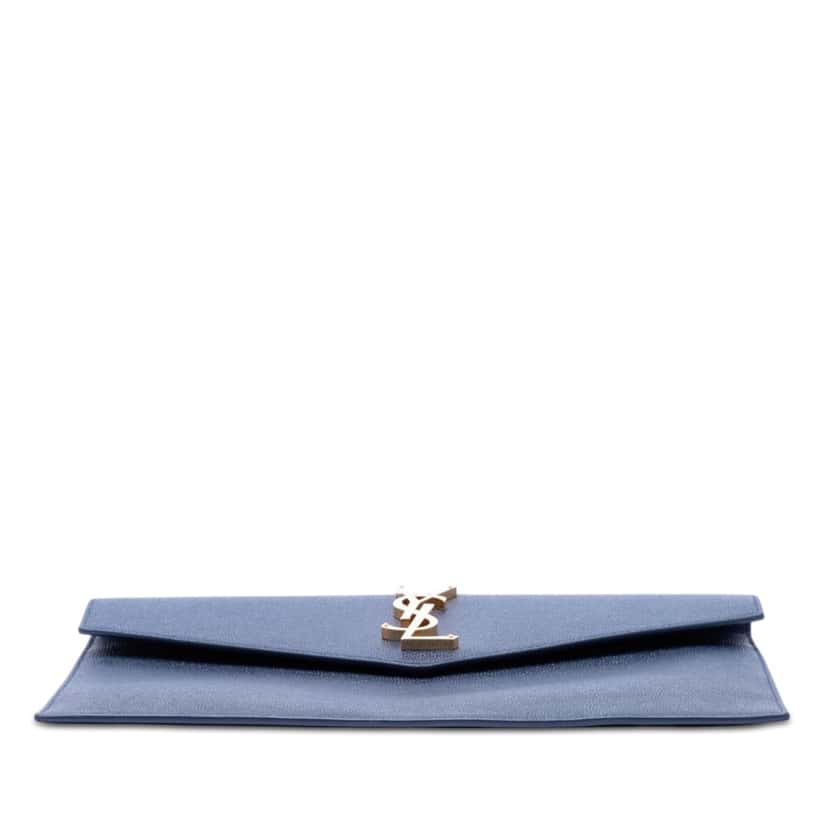 Saint Laurent Grain de Poudre Uptown Pouch Blue Leather Very good condition - Inside View