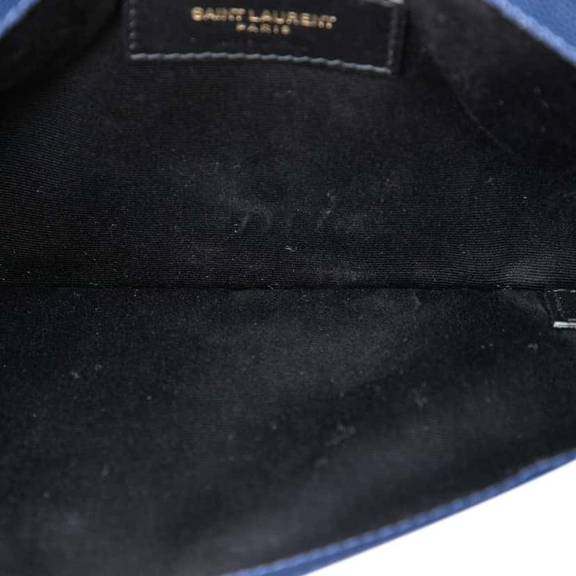 Saint Laurent Grain de Poudre Uptown Pouch Blue Leather Very good condition - Model View