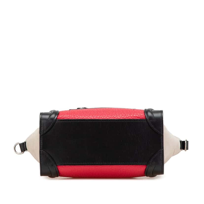 Celine Nano Tricolor Nubuck and Calfskin Luggage Tote Red Leather Very good condition - Inside View