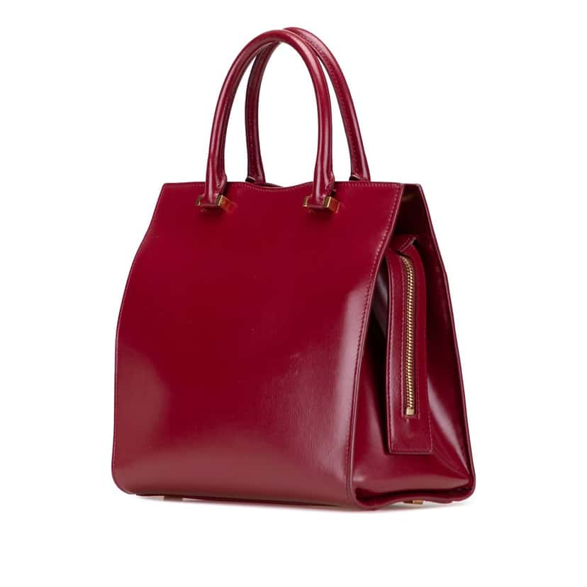 Saint Laurent Small Leather Uptown Satchel Red Leather Very good condition - Back View