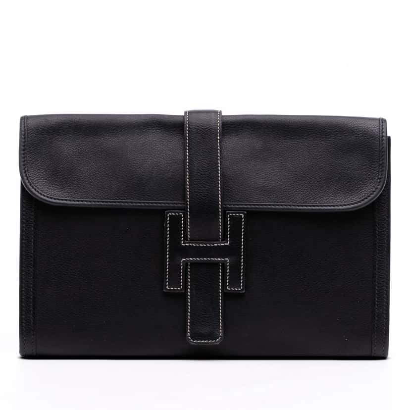 Hermès Evergrain Jige PM Black Leather Very good condition - Front View