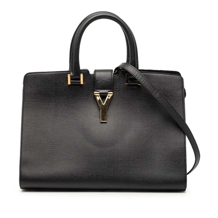 Saint Laurent Small Textured Leather Cabas Chyc Satchel Black Leather Very good condition - Front View
