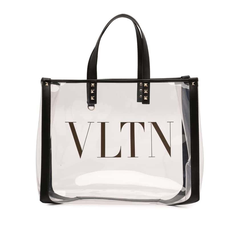 Valentino PVC VLTN Tote Black Plastic Very good condition - Front View