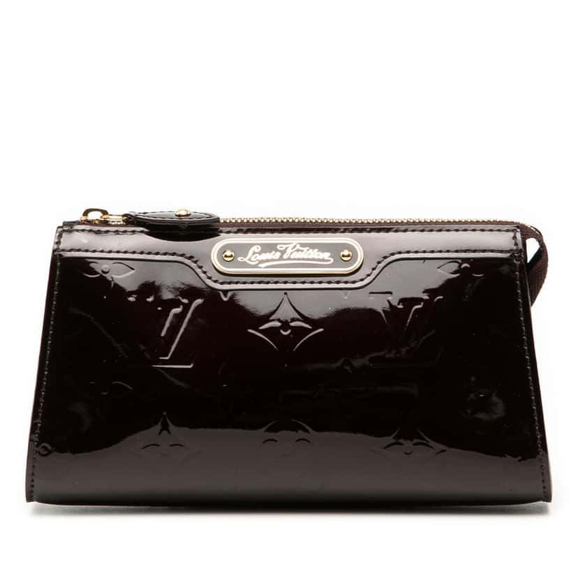 Louis Vuitton Monogram Vernis Trousse Cosmetic Pouch Purple Leather Very good condition - Front View