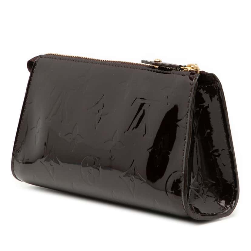 Louis Vuitton Monogram Vernis Trousse Cosmetic Pouch Purple Leather Very good condition - Back View