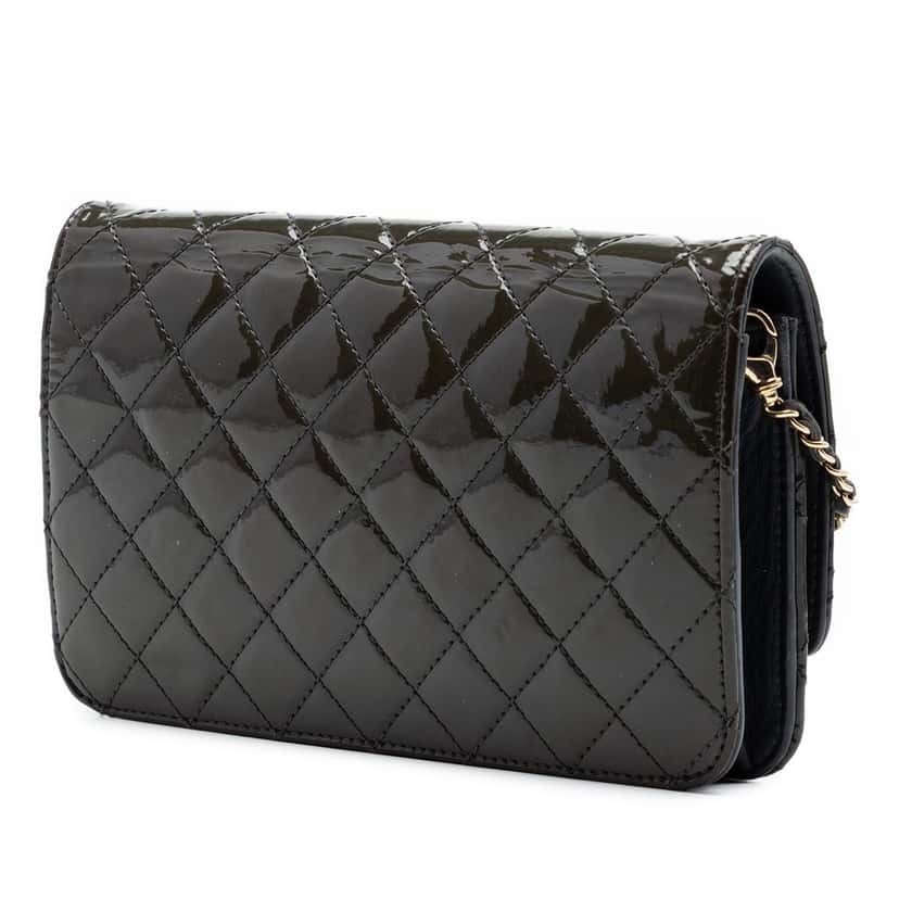 Chanel Quilted Patent Golden Class Wallet on Chain Black Leather Very good condition - Back View