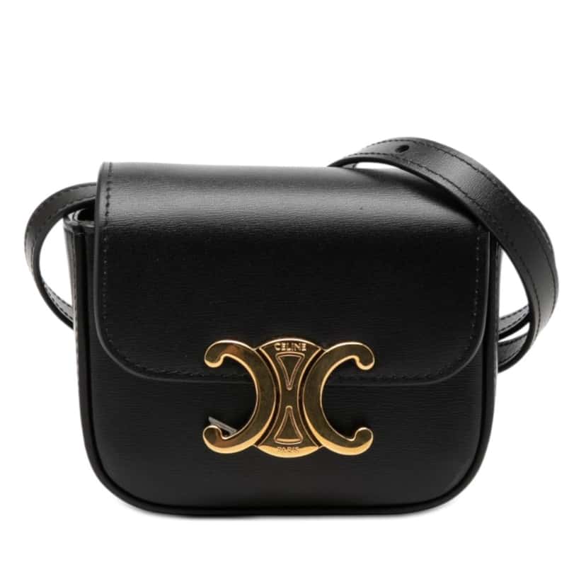 Celine Mini Calfskin Claude Crossbody Black Leather Very good condition - Front View