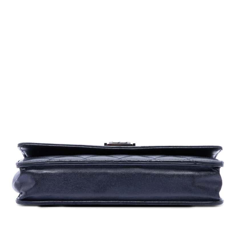 Chanel Quilted Lambskin Boy Wallet On Chain Blue Leather Very good condition - Inside View