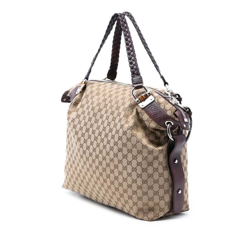 Gucci Large GG Canvas Bamboo Bar Tote Beige Very good condition - Back View