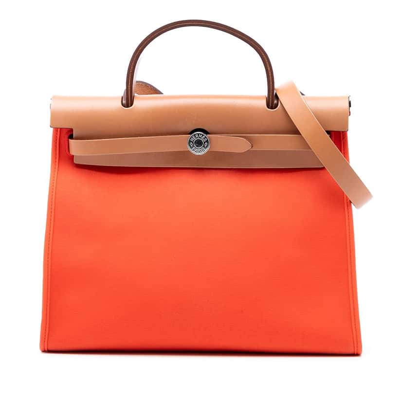 Hermès Toile Herbag Zip 31 Orange Very good condition - Front View