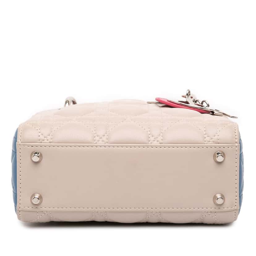 Dior Mini Tricolor Lambskin Cannage Lady Dior Brown Leather Very good condition - Inside View