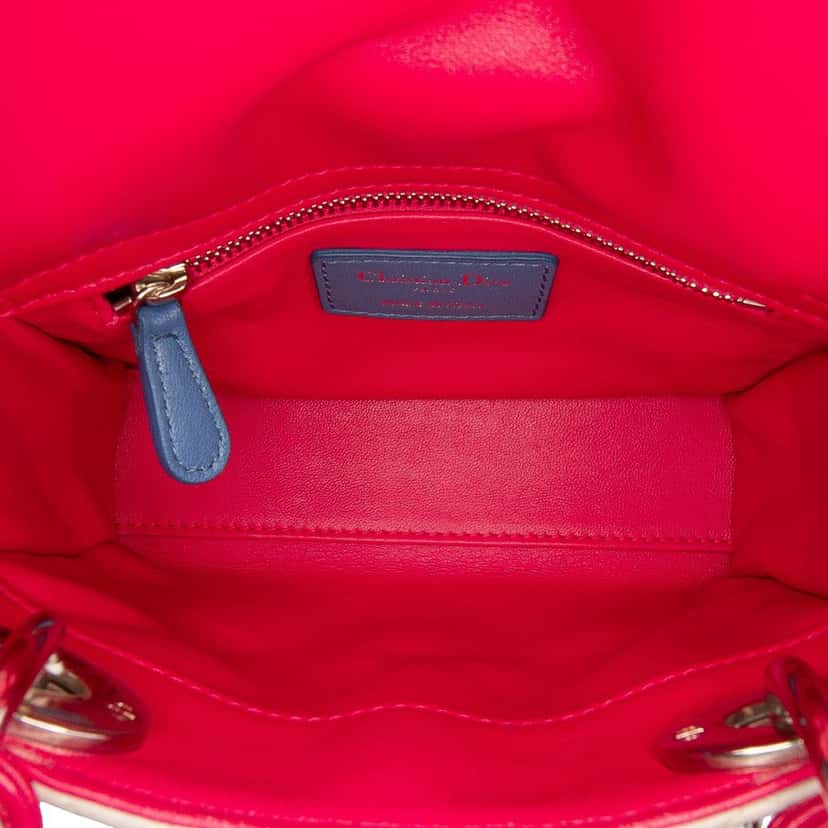Dior Mini Tricolor Lambskin Cannage Lady Dior Brown Leather Very good condition - Model View