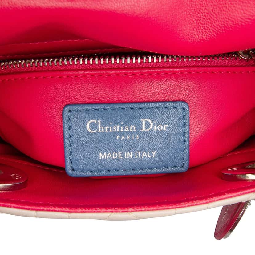 Dior Mini Tricolor Lambskin Cannage Lady Dior Brown Leather Very good condition - Box View