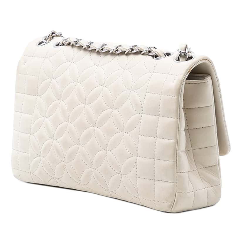 Chanel Quilted Lambskin Lady Graphic Flap White Leather Very good condition - Back View