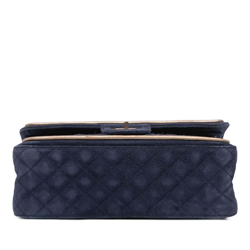 Chanel Reissue 2.55 Quilted Suede Double Flap 225 Blue Leather Very good condition - Inside View