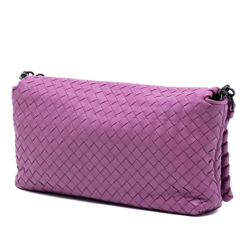 Bottega Veneta Nappa Intrecciato Dahlia Clutch Crossbody Purple Leather Very good condition - Back View