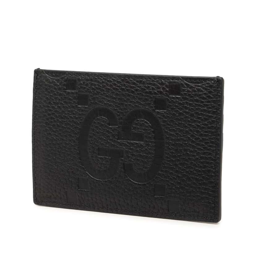 Gucci Jumbo GG Embossed Leather Card Holder Black Leather Very good condition - Back View