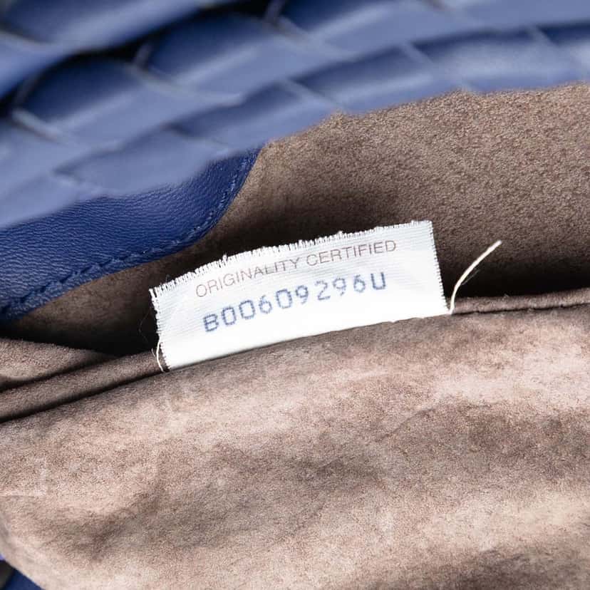 Bottega Veneta Nappa Intrecciato Duo Shoulder Bag Blue Leather Very good condition - Box View