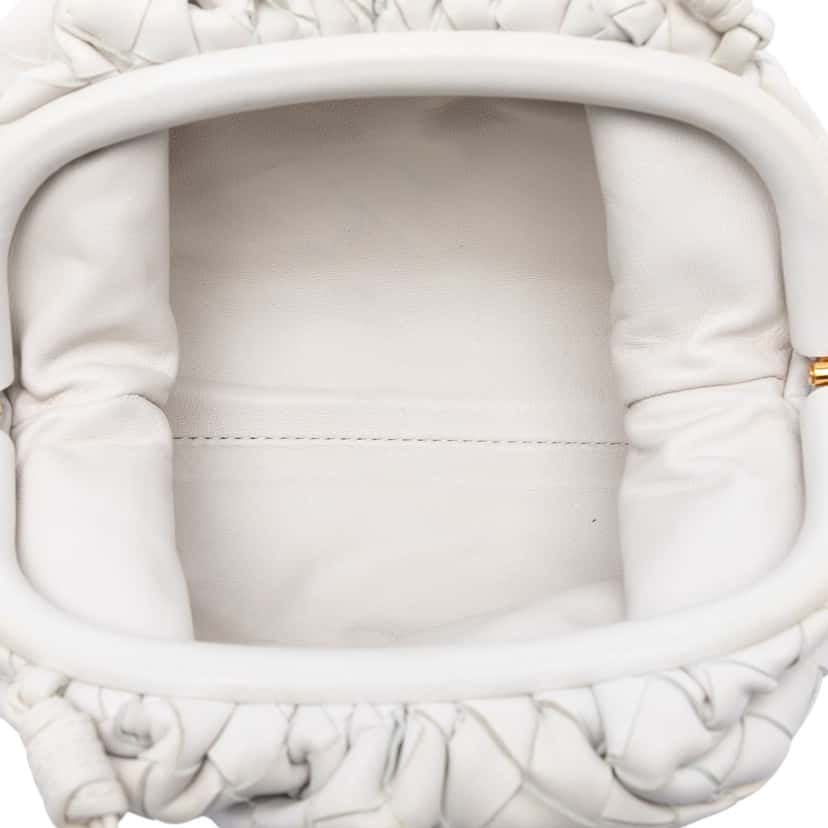 Bottega Veneta Nappa Intrecciato The Mini Pouch Crossbody White Leather Very good condition - Model View