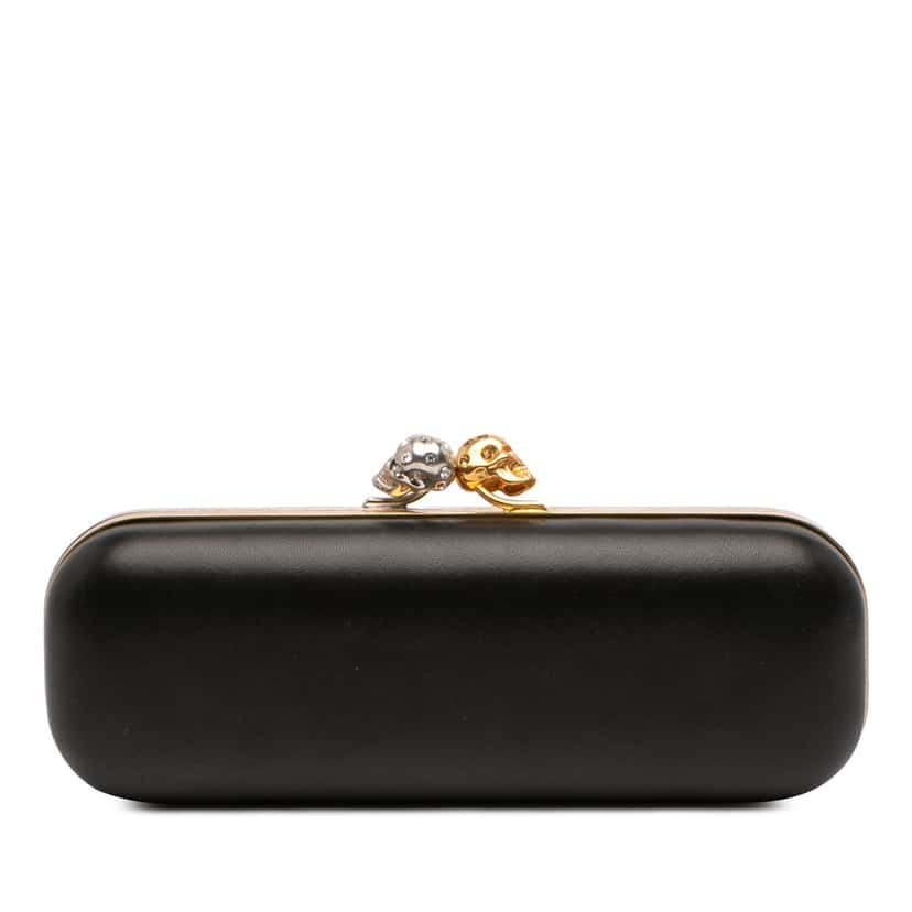 Alexander McQueen Bicolor Leather Twin Long Skull Clutch Black Leather Very good condition - Front View