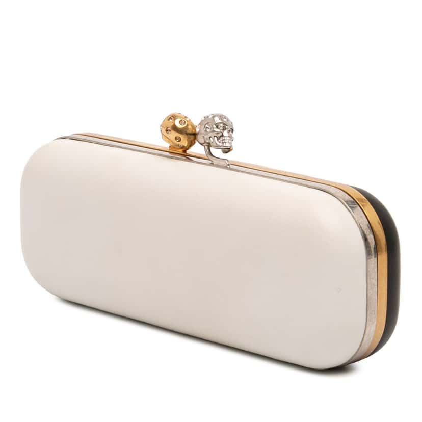 Alexander McQueen Bicolor Leather Twin Long Skull Clutch Black Leather Very good condition - Back View