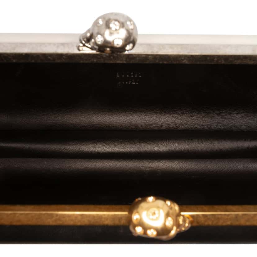 Alexander McQueen Bicolor Leather Twin Long Skull Clutch Black Leather Very good condition - Model View