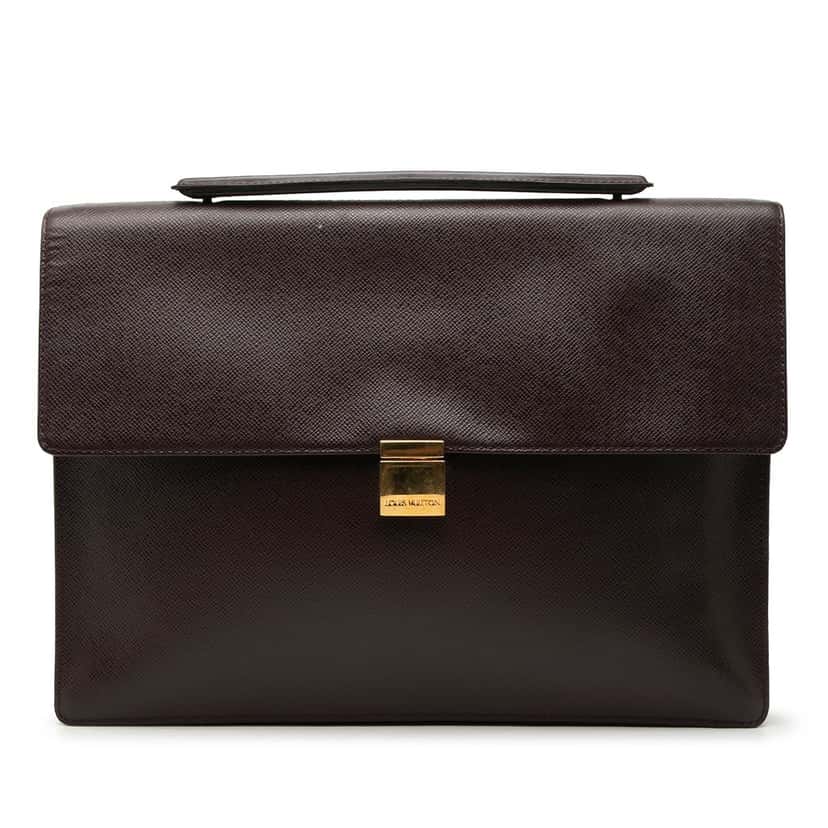 Louis Vuitton Taiga Porte Documents Angara Brown Leather Very good condition - Front View