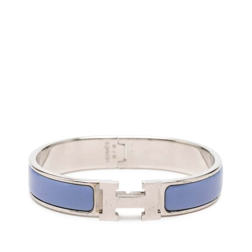 Hermès Narrow Enamel Clic H Bracelet PM Blue Very good condition - Front View