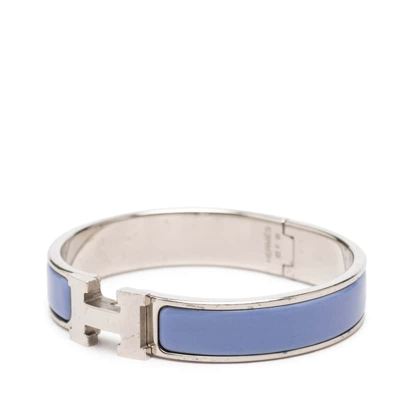 Hermès Narrow Enamel Clic H Bracelet PM Blue Very good condition - Back View