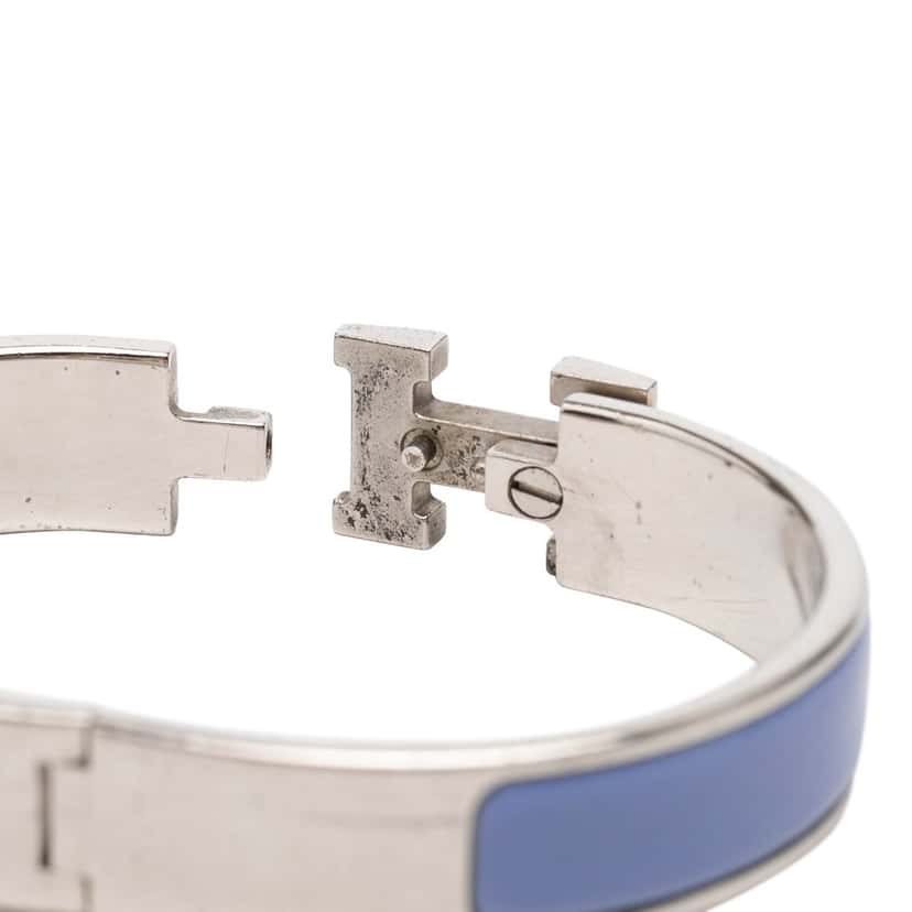 Hermès Narrow Enamel Clic H Bracelet PM Blue Very good condition - Box View