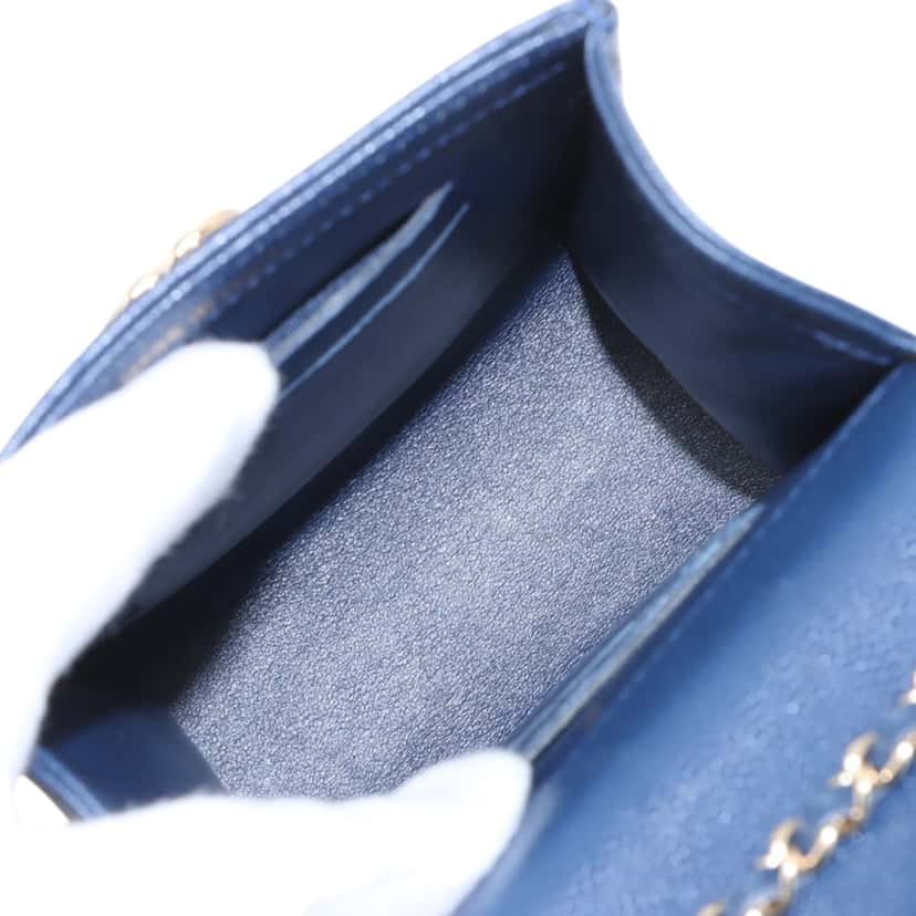Chanel Quilted Caviar Golden Class Phone Holder Blue Leather Very good condition - Inside View