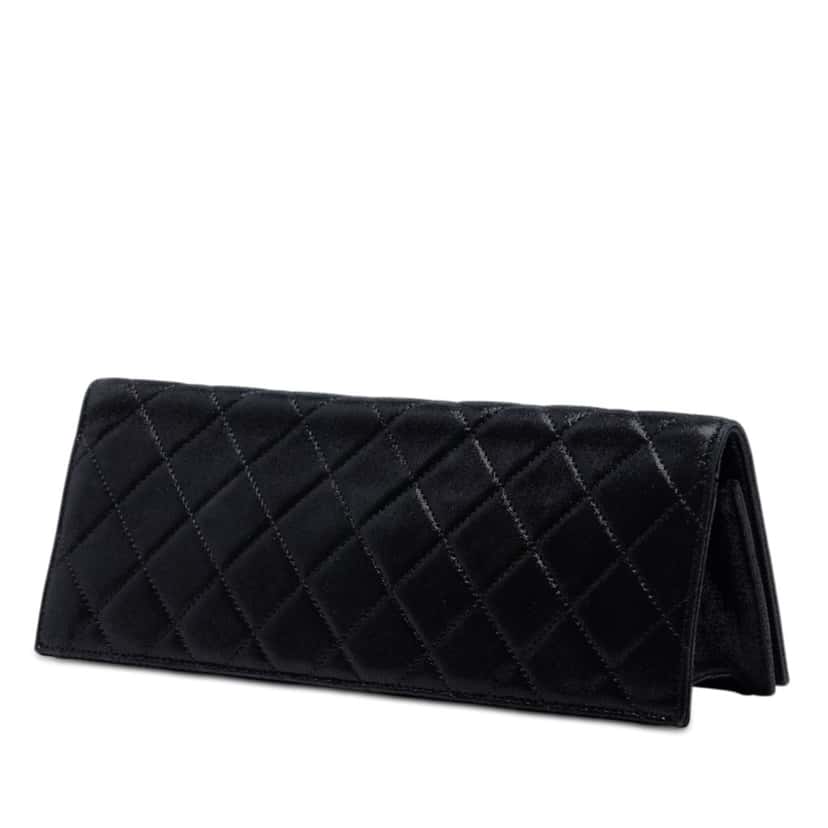 Chanel Quilted Iridescent Suede Crystal CC Clutch Black Leather Very good condition - Back View