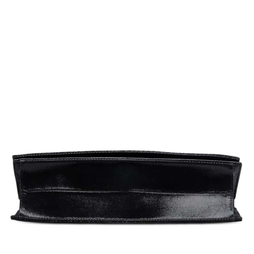 Chanel Quilted Iridescent Suede Crystal CC Clutch Black Leather Very good condition - Inside View