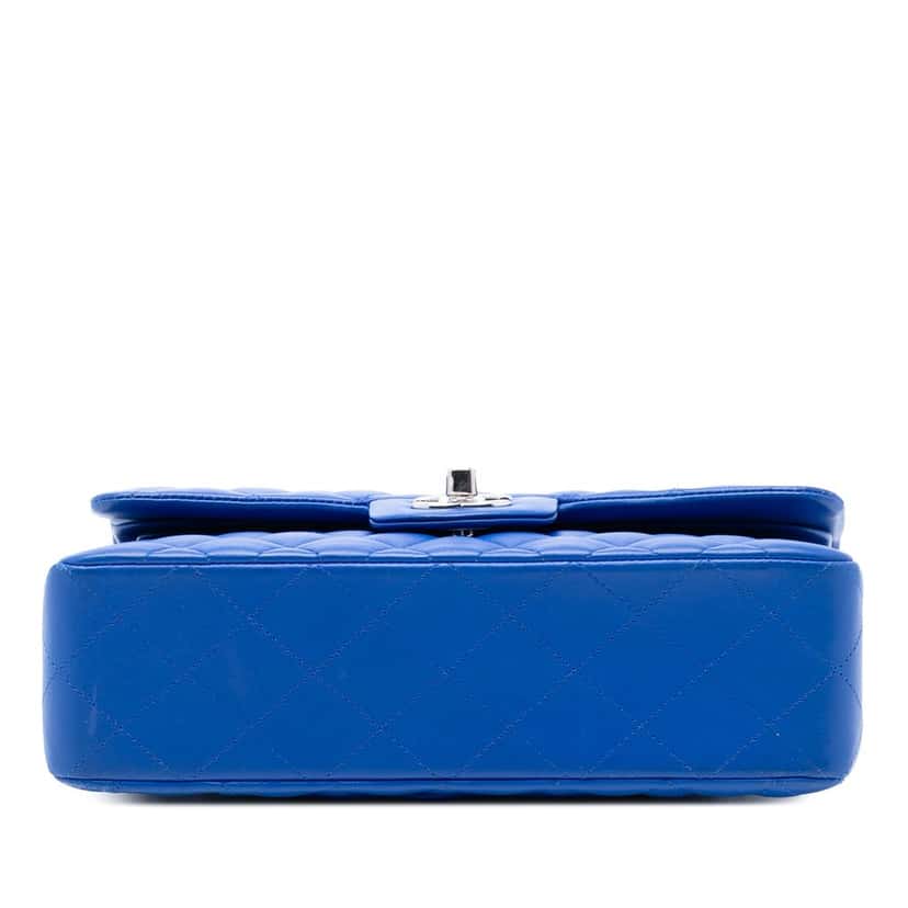 Chanel Small Classic Lambskin Double Flap Blue Leather Very good condition - Inside View