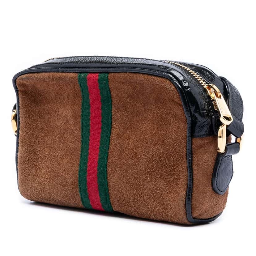 Gucci Mini Suede Web Ophidia Crossbody Brown Leather Very good condition - Back View