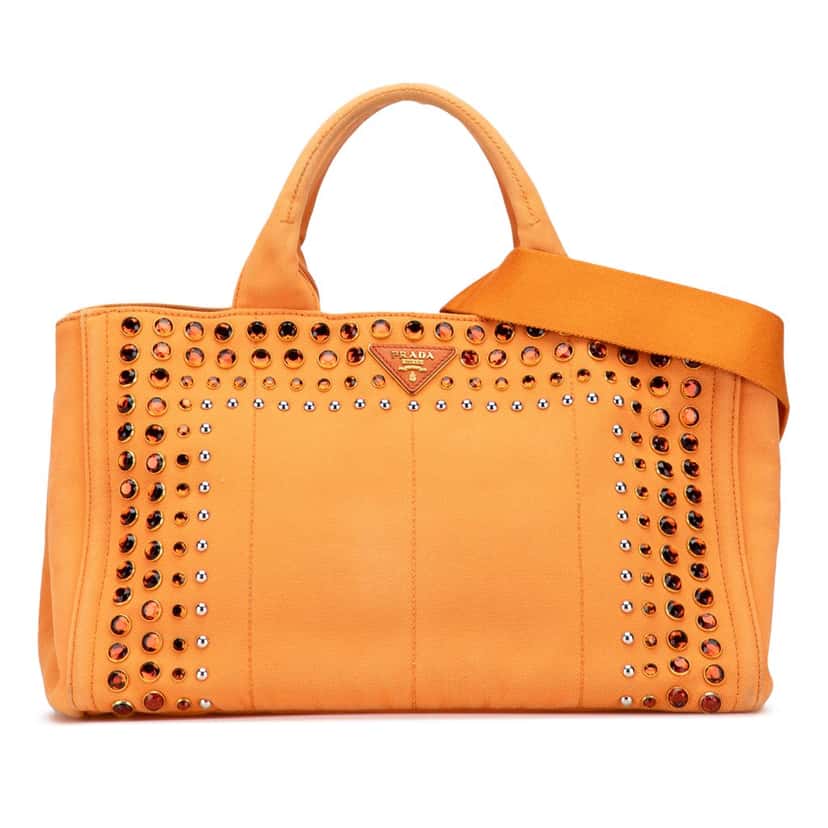 Prada Canvas Canapa Bijoux Satchel Orange Very good condition - Front View