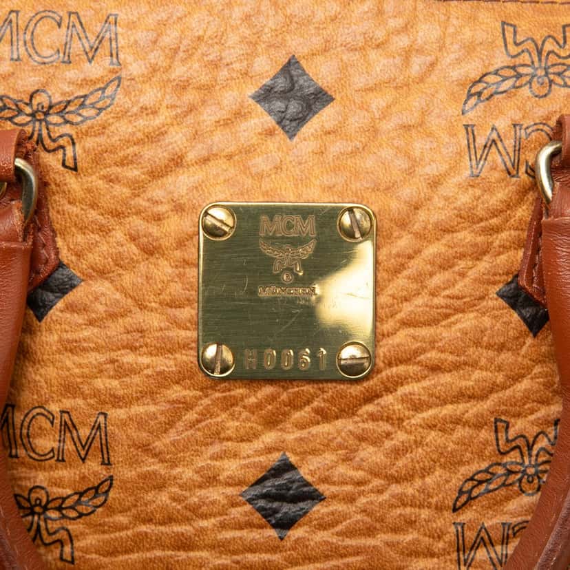 MCM Mini Visetos Coated Canvas Boston Bag Brown Very good condition - Box View