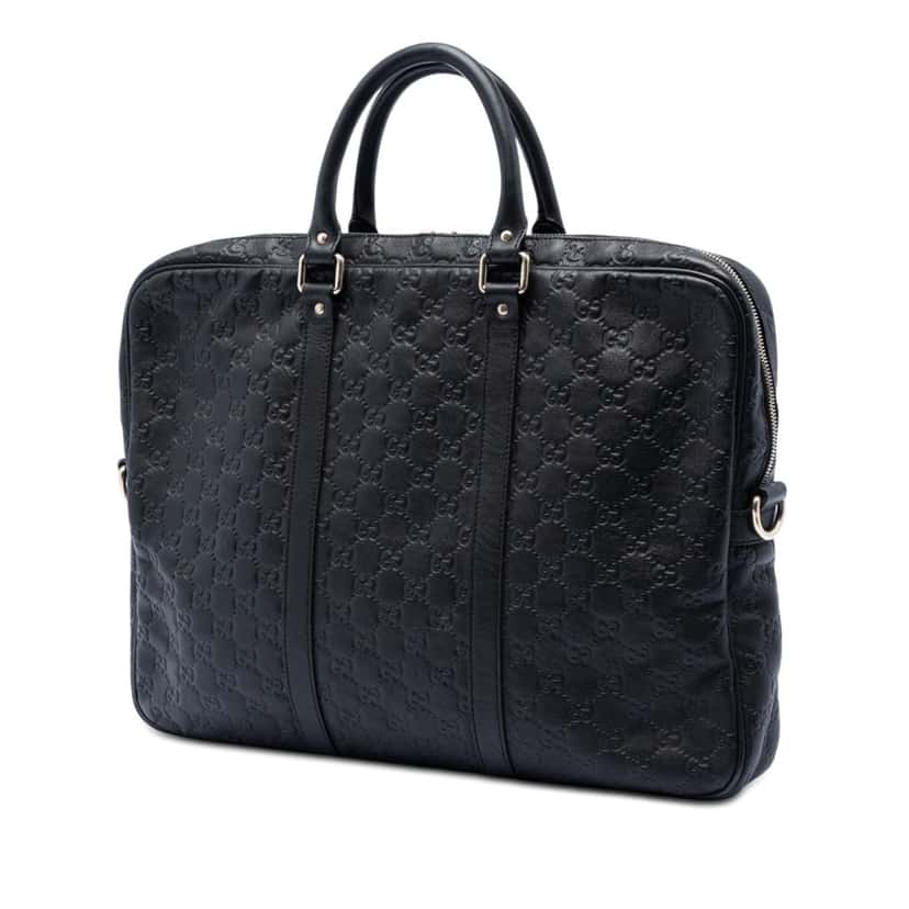 Gucci Guccissima Business Bag Black Leather Very good condition - Back View