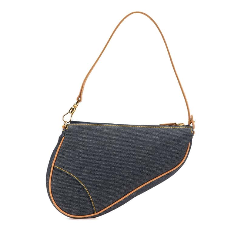 Dior Mini Denim Saddle Pochette Blue Very good condition - Front View