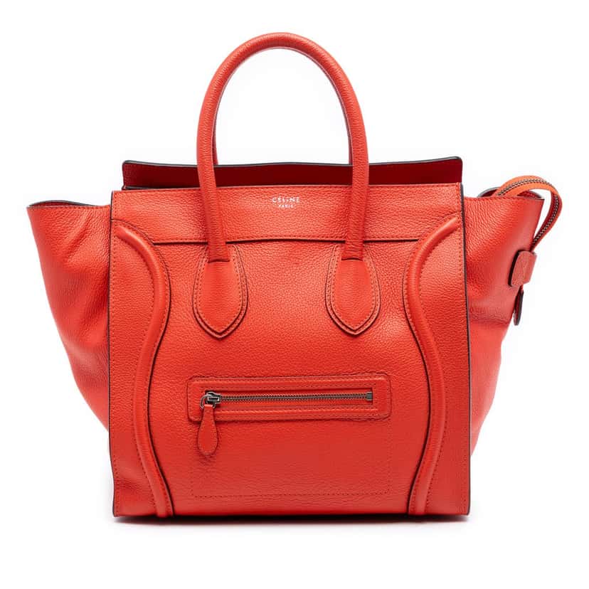 Celine Mini Leather Luggage Tote Orange Leather Very good condition - Front View