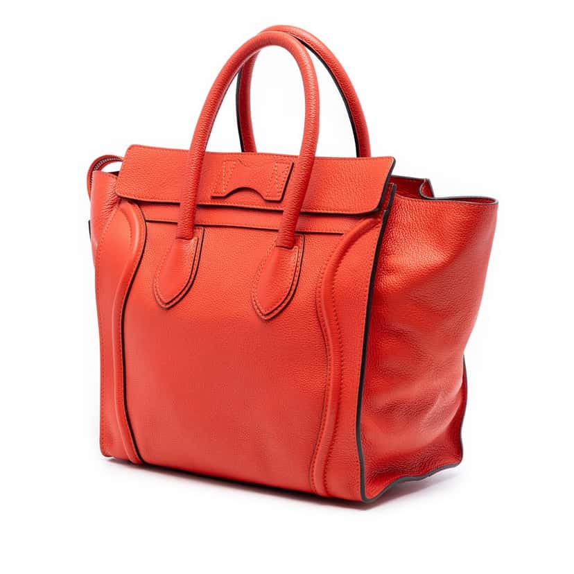 Celine Mini Leather Luggage Tote Orange Leather Very good condition - Back View