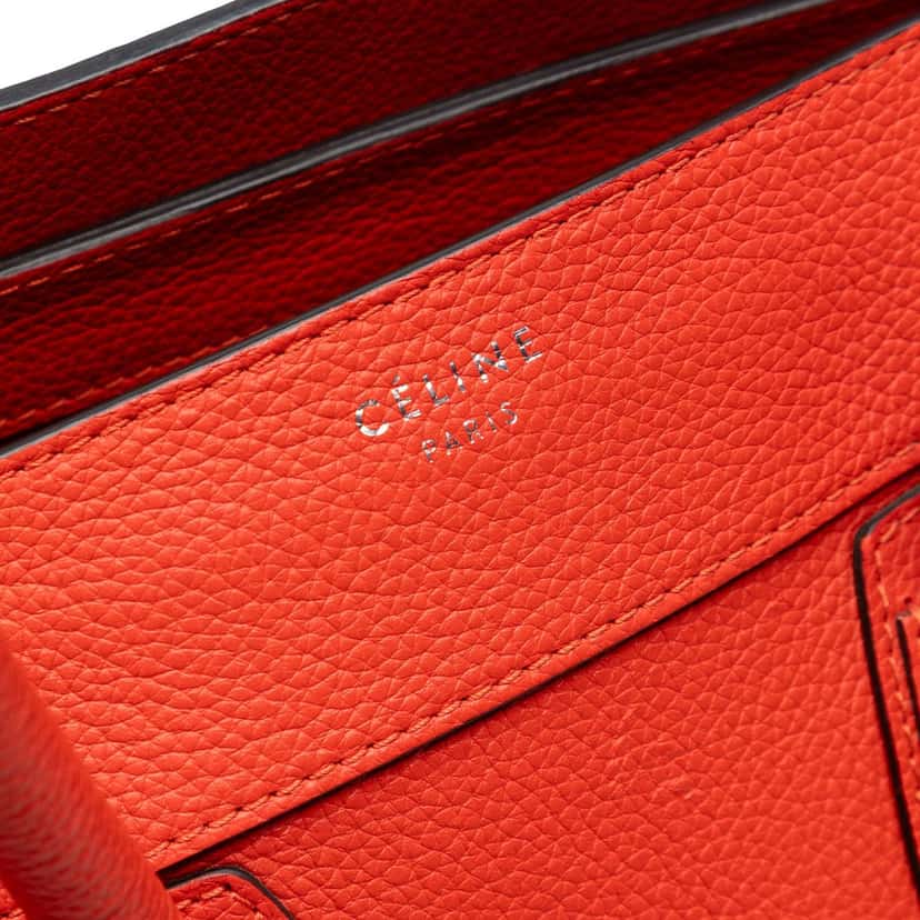 Celine Mini Leather Luggage Tote Orange Leather Very good condition - Box View