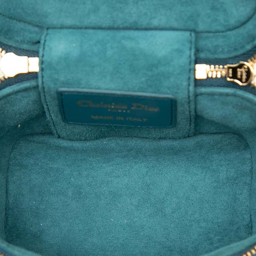 Dior Micro Lambskin Cannage Lady Dior Vanity Case Blue Leather Very good condition - Model View