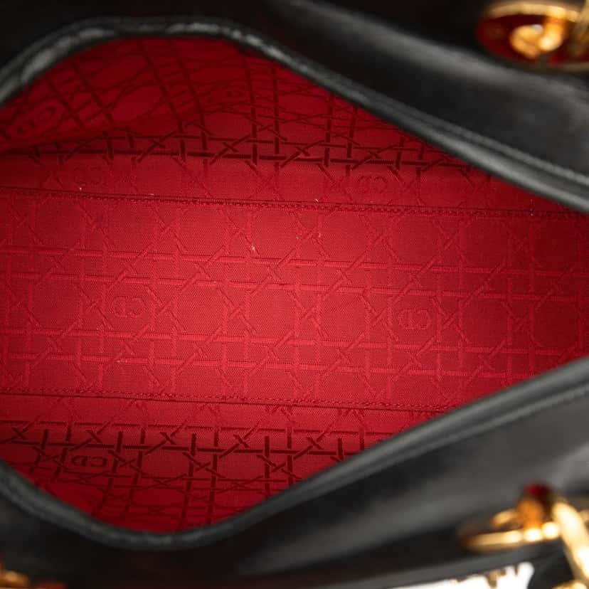 Dior Large Lambskin Cannage Lady Dior Black Leather Very good condition - Back View