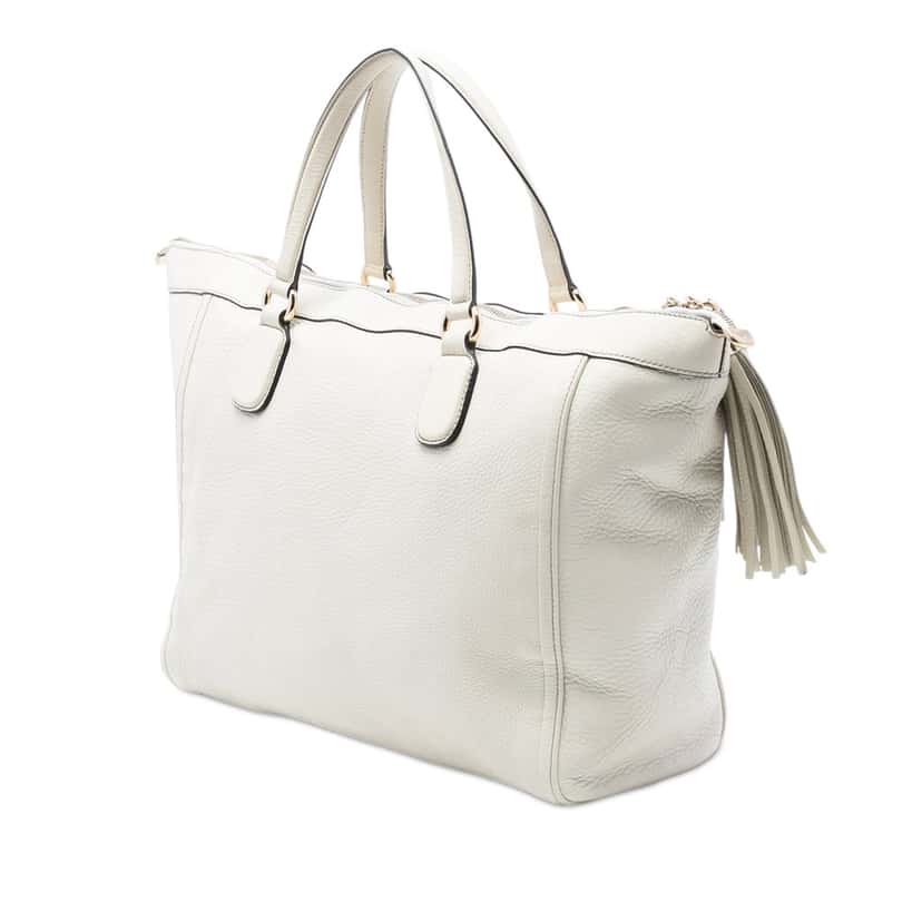Gucci Large Leather Soho Working Tote White Leather Very good condition - Back View
