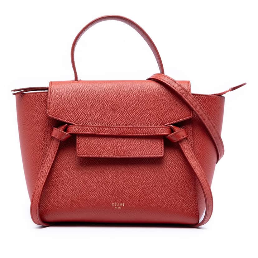 Celine Nano Grained Calfskin Belt Bag Red Leather Very good condition - Front View