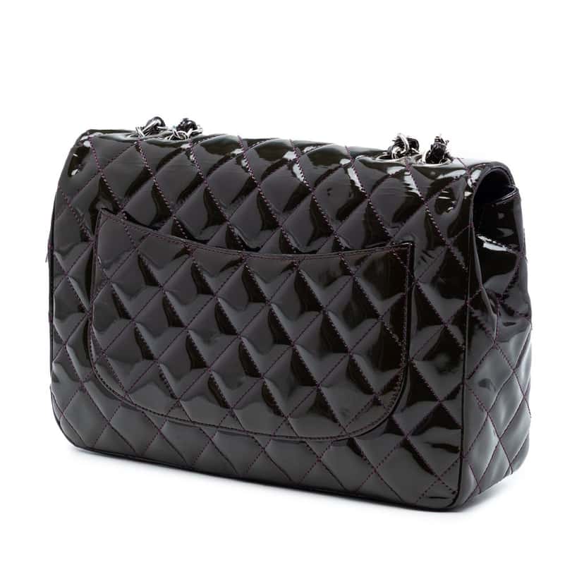 Chanel Jumbo Classic Patent Single Flap Purple Leather Very good condition - Back View