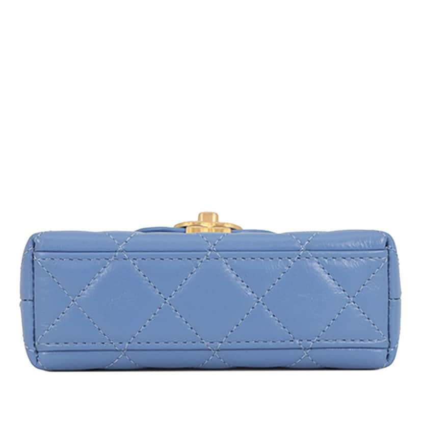 Chanel Mini Nano Aged Calfskin Kelly Shopper Bag Blue Leather Very good condition - Inside View