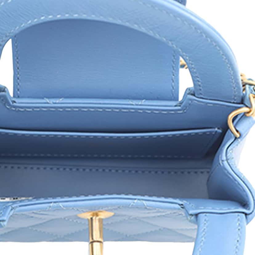 Chanel Mini Nano Aged Calfskin Kelly Shopper Bag Blue Leather Very good condition - Model View