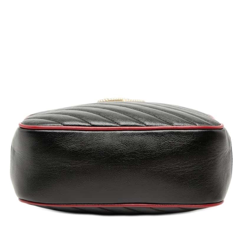 Gucci Small GG Marmont Matelasse Diagonal Leather Torchon Bamboo Satchel Black Leather Very good condition - Inside View